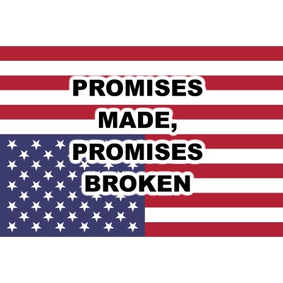 MEME - Promises Made, Promises Broken - on an Upside Down American Flag - gvan42 Gregory Vanderlaan