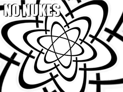 NO NUKES - atomic power symbol - free coloring book art  by greg vanderlaan - gvan42