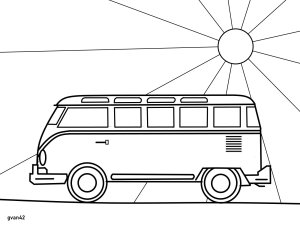gvan42 - VW Bus on a Sunny Day - Free Coloring Book by gvan42