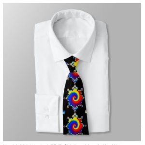 Rainbow Spiral Necktie black background zazzle gregvan