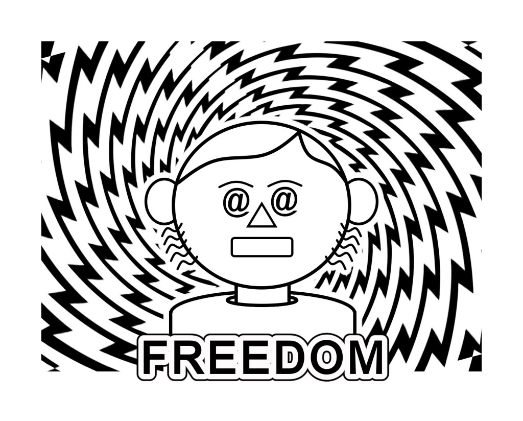 That FREEDOM Guy - Free Coloring Book Art by gvan42 - geometric drawing of a man with spiral lightning bolt halo... Psychedelic Art